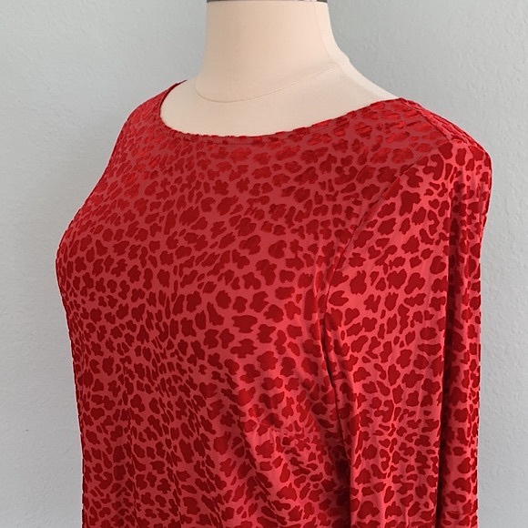 Talbots Velvet Burn-out Animal Pattern Top - Picture 3 of 13